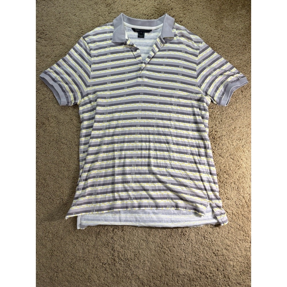 Marc‎ Jacobs Polo Shirt Men Large Geometric 100% Cotton Short Sleeve